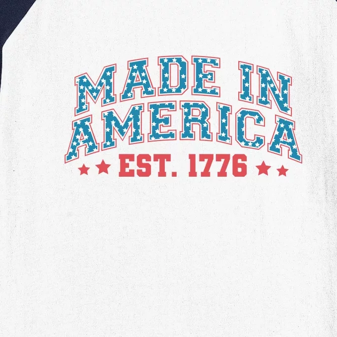 4th Of July Retro Make In American Est 1776 Gift Baseball Sleeve Shirt