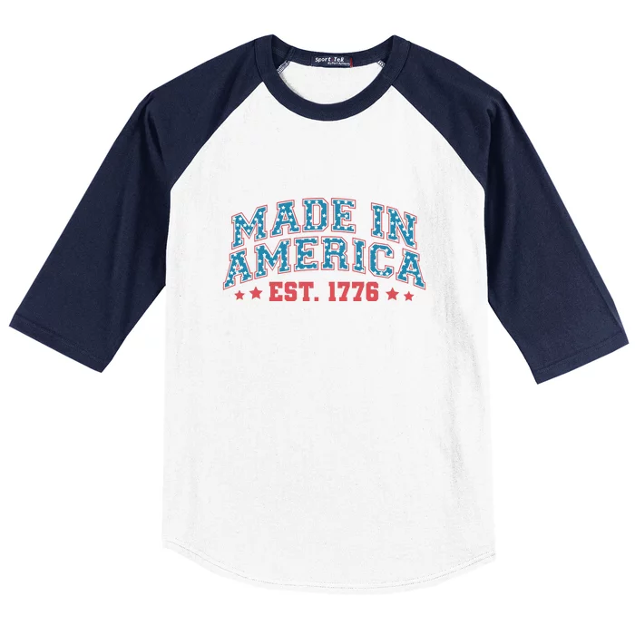 4th Of July Retro Make In American Est 1776 Gift Baseball Sleeve Shirt