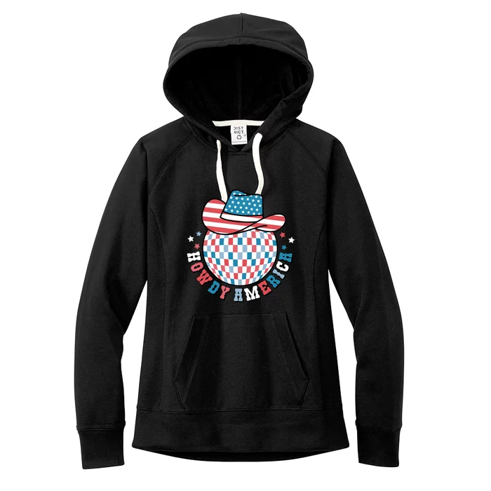 4th Of July Retro Howdy American Disco Gift Women's Fleece Hoodie