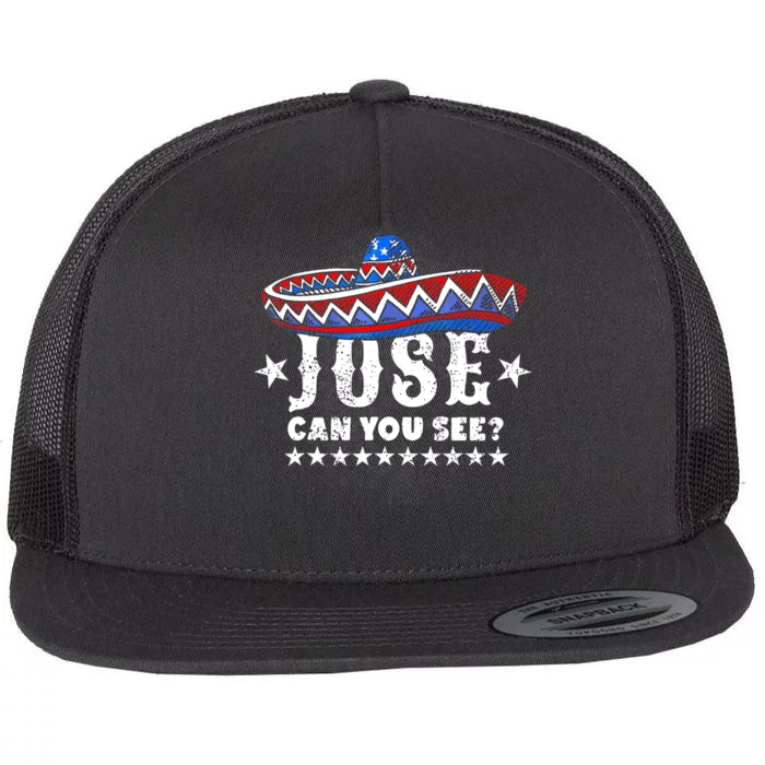 4th Of July Jose Can You See Patriotic Gift Independence Day Flat Bill Trucker Hat