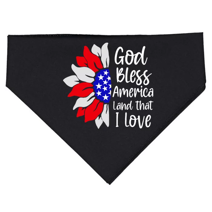 4th Of July God Bless America Land That I Love Sunflower Cool Gift USA-Made Doggie Bandana