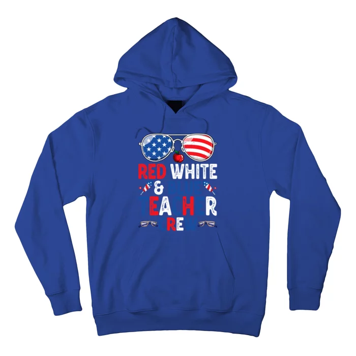 4th Of July Red White And Blue Teacher Crew American Flag Gift Hoodie