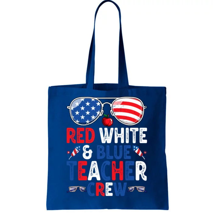 4th Of July Red White And Blue Teacher Crew American Flag Gift Tote Bag