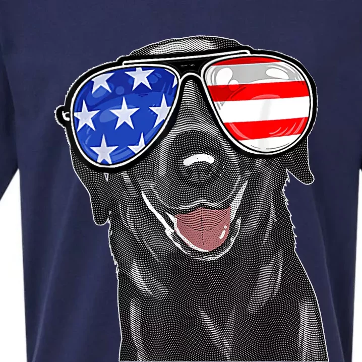 4th Of July Funny Black Lab Dog American Sueded Cloud Jersey T-Shirt