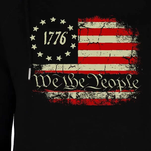 4th Of July We The People 1776 Usa Flag Womens Funnel Neck Pullover Hood