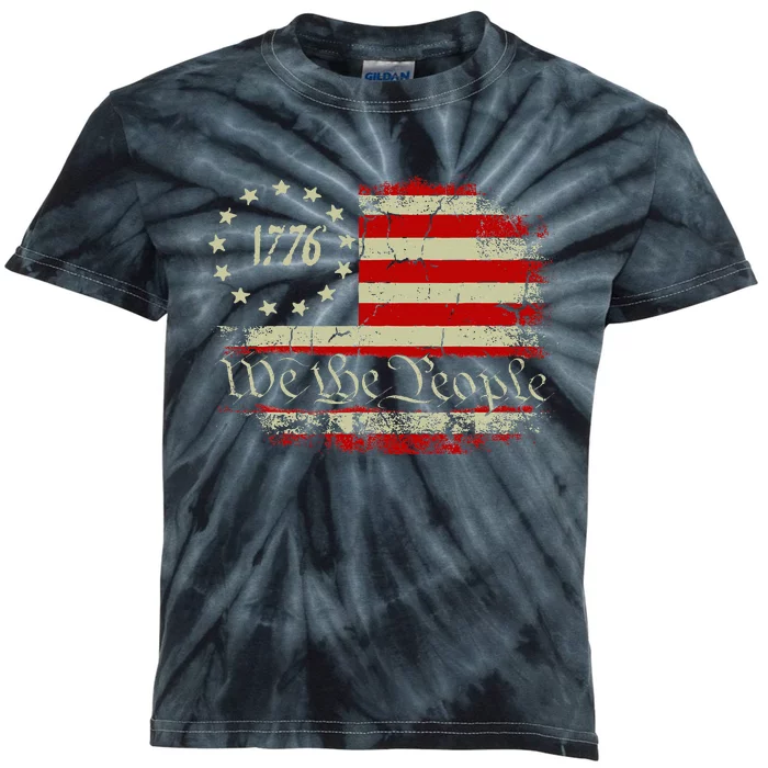 4th Of July We The People 1776 Usa Flag Kids Tie-Dye T-Shirt