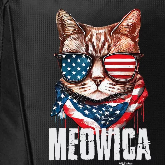 4th Of July Meowica American Flag Cat City Backpack