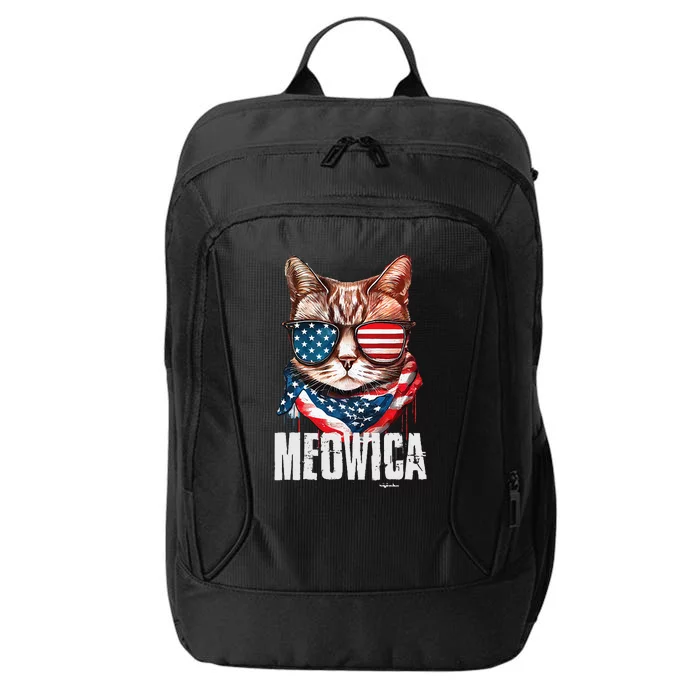 4th Of July Meowica American Flag Cat City Backpack