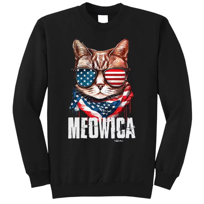 4th Of July Meowica American Flag Cat Tall Sweatshirt