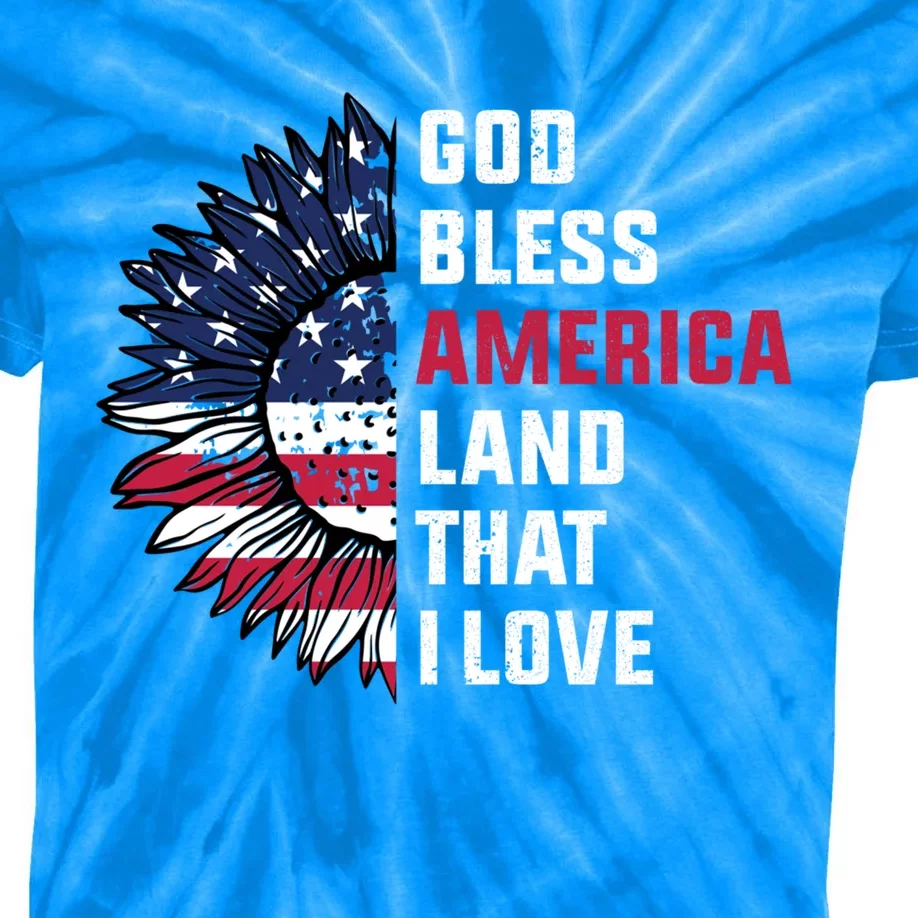 4th Of July God Bless America Land That I Love Usa Flag Gift Kids Tie-Dye T-Shirt