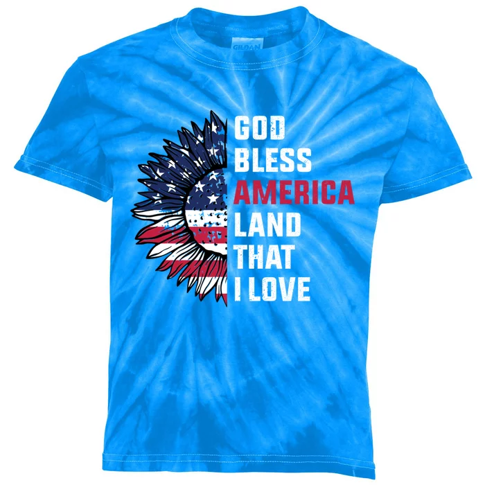 4th Of July God Bless America Land That I Love Usa Flag Gift Kids Tie-Dye T-Shirt