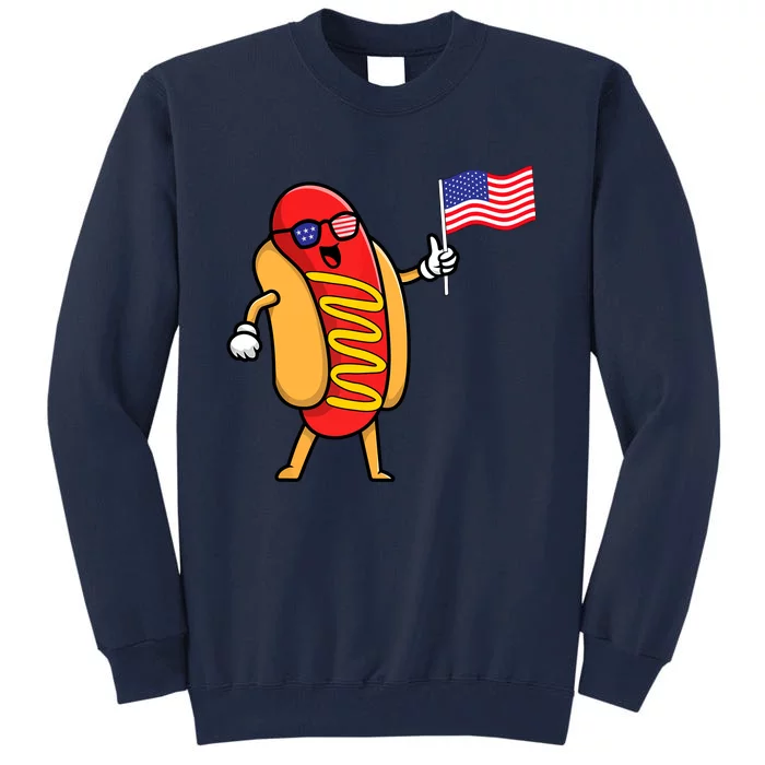 4th Of July Hot Dog Hotdog American Flag Party USA Food Men Women Tall Sweatshirt