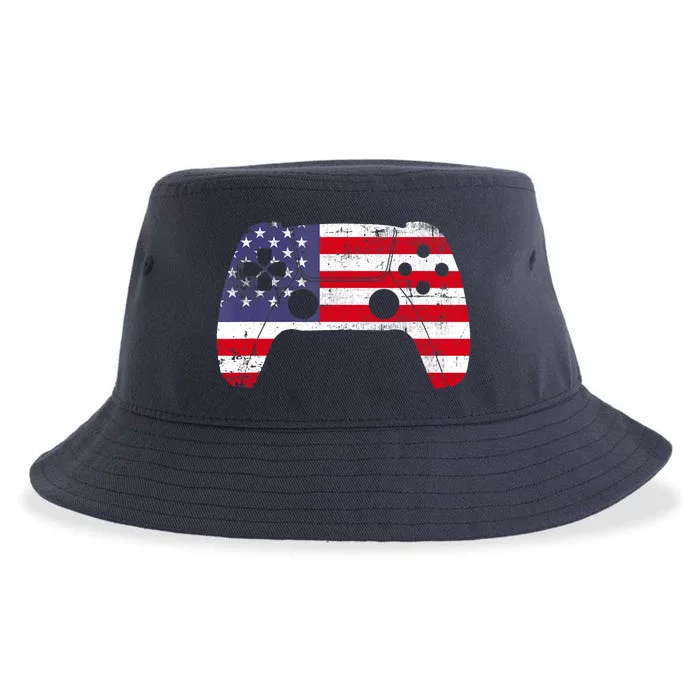 4th Of July Video Game Gamer Boy USA Flag Sustainable Bucket Hat