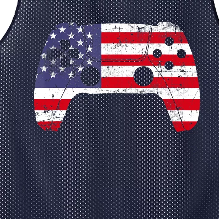 4th Of July Video Game Gamer Boy USA Flag Mesh Reversible Basketball Jersey Tank