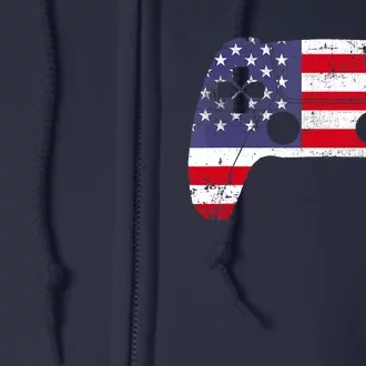 4th Of July Video Game Gamer Boy USA Flag Full Zip Hoodie