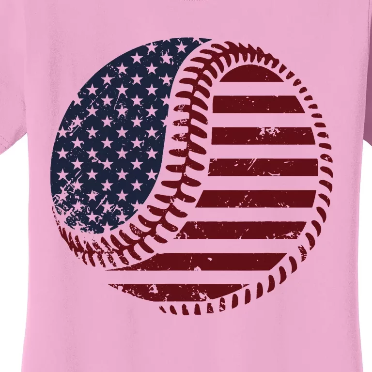 4th of July Patriotic American Flag Print Baseball Women's T-Shirt