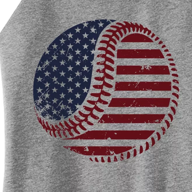 4th of July Patriotic American Flag Print Baseball Women’s Perfect Tri Rocker Tank