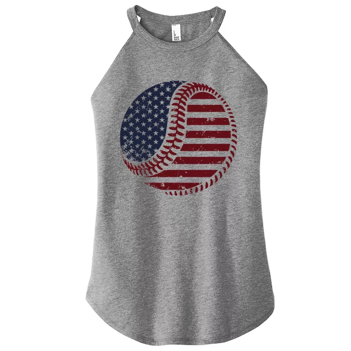 4th of July Patriotic American Flag Print Baseball Women’s Perfect Tri Rocker Tank