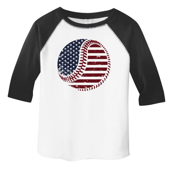 4th of July Patriotic American Flag Print Baseball Toddler Fine Jersey T-Shirt