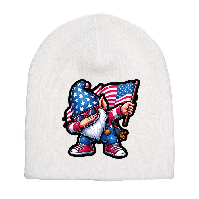 4th Of July Patriotic Gnomes Funny American Usa Short Acrylic Beanie