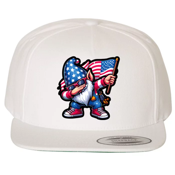 4th Of July Patriotic Gnomes Funny American Usa Wool Snapback Cap