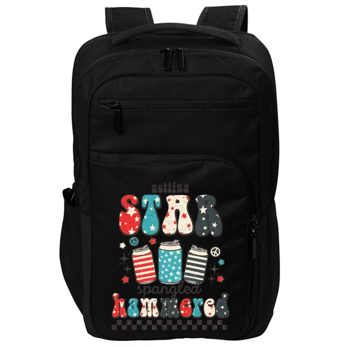 4th Of July Groovy Getting Star Spangled Hammered Beer Funny Gift Impact Tech Backpack