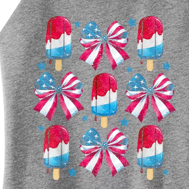 4th Of July Cute Popsicle Bows Patriotic Women’s Perfect Tri Rocker Tank