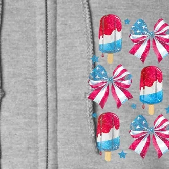 4th Of July Cute Popsicle Bows Patriotic Full Zip Hoodie