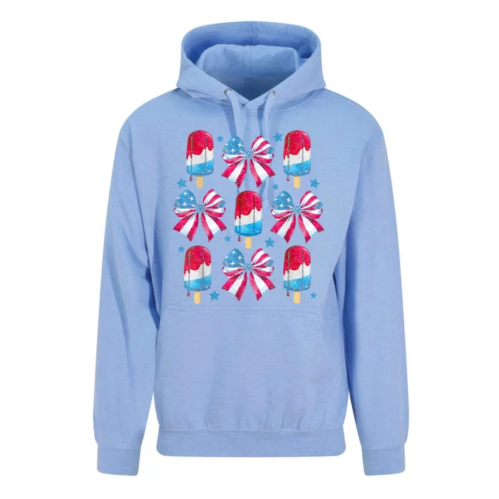 4th Of July Cute Popsicle Bows Patriotic Unisex Surf Hoodie