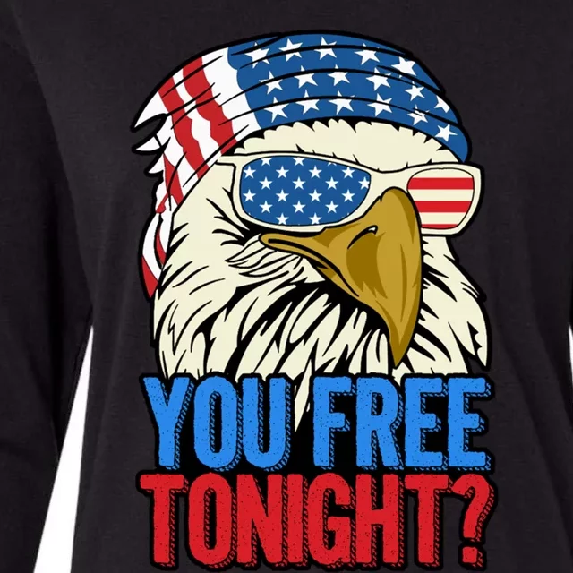 4th Of July American Flag Bald Eagle Mullet You Free Tonight Gift Womens Cotton Relaxed Long Sleeve T-Shirt