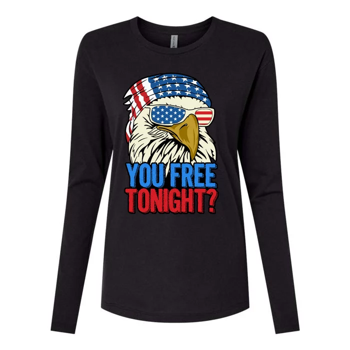 4th Of July American Flag Bald Eagle Mullet You Free Tonight Gift Womens Cotton Relaxed Long Sleeve T-Shirt