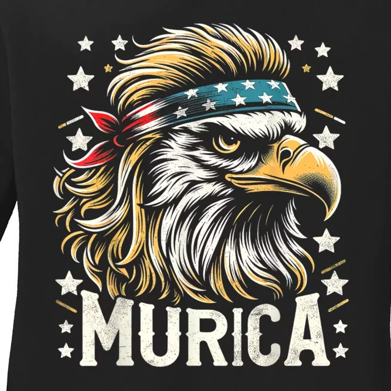 4th Of July Bald Eagle Mullet Murica Usa Usa Merica Ladies Long Sleeve Shirt