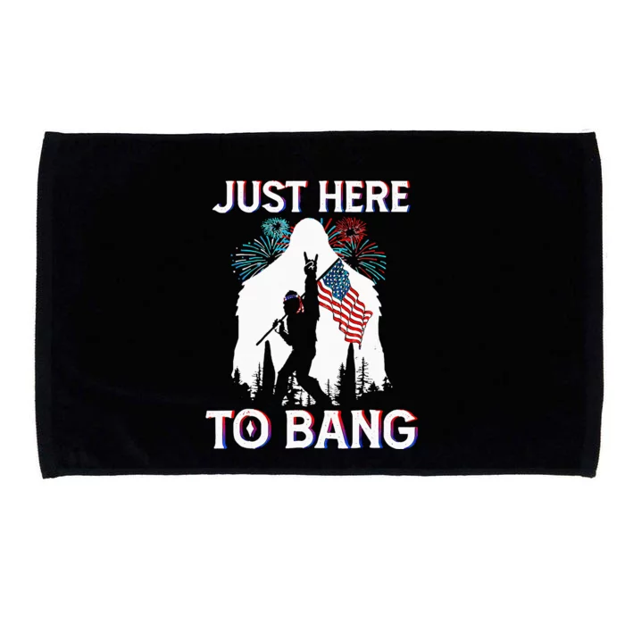 4th Of July Bigfoot Sasquatch Just Here To Bang Funny Microfiber Hand Towel