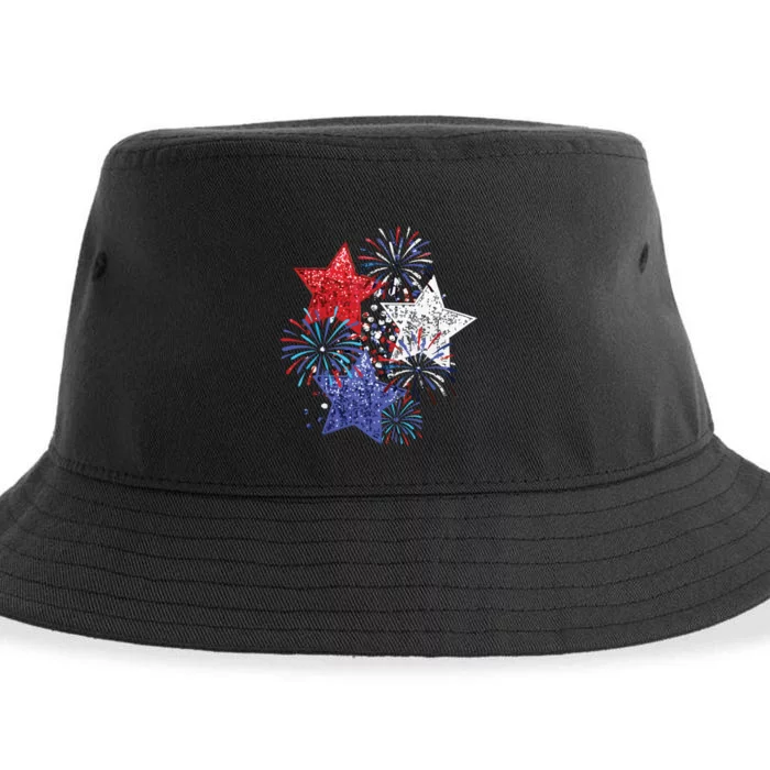 4th Of July Fireworks Stars Funny Cute 4th Of July Sustainable Bucket Hat