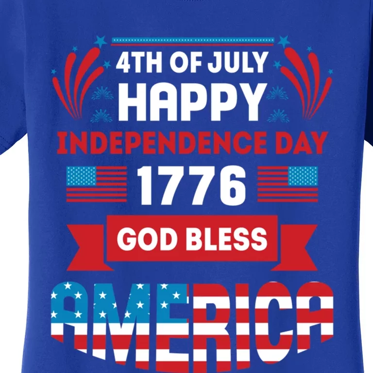 4th Of July Happy Independence Day 1776 God Bless America Gift Women's T-Shirt