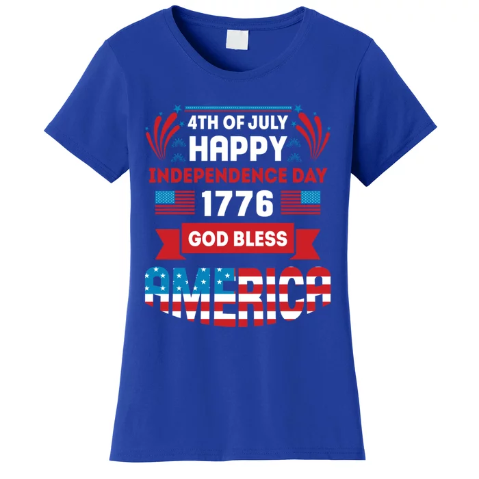 4th Of July Happy Independence Day 1776 God Bless America Gift Women's T-Shirt