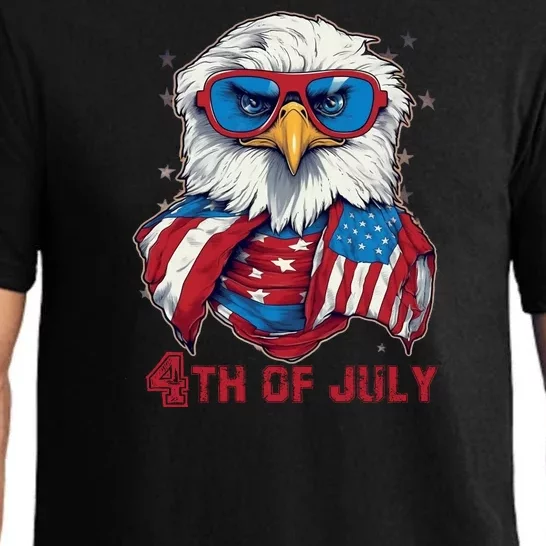 4th Of July Bald Eagle With American Flag Pajama Set