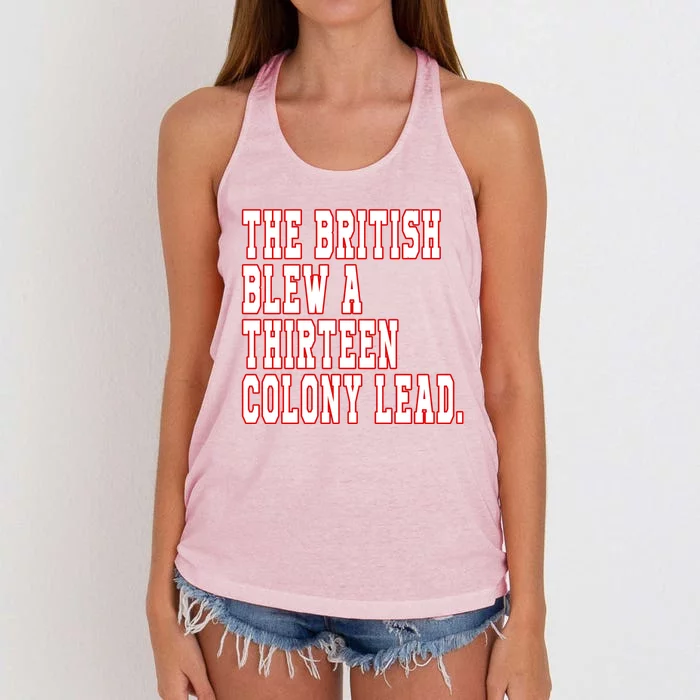 4th Of July Patriotic Betsy Ross Battle Flag 13 Colonies Women's Knotted Racerback Tank