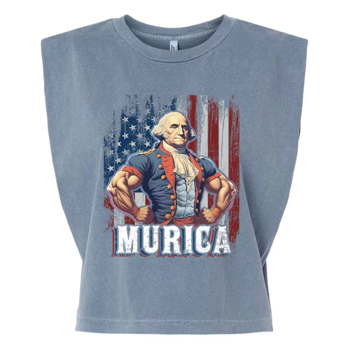 4th Of July Patriotic Funny George Washington July 4th Garment-Dyed Women's Muscle Tee