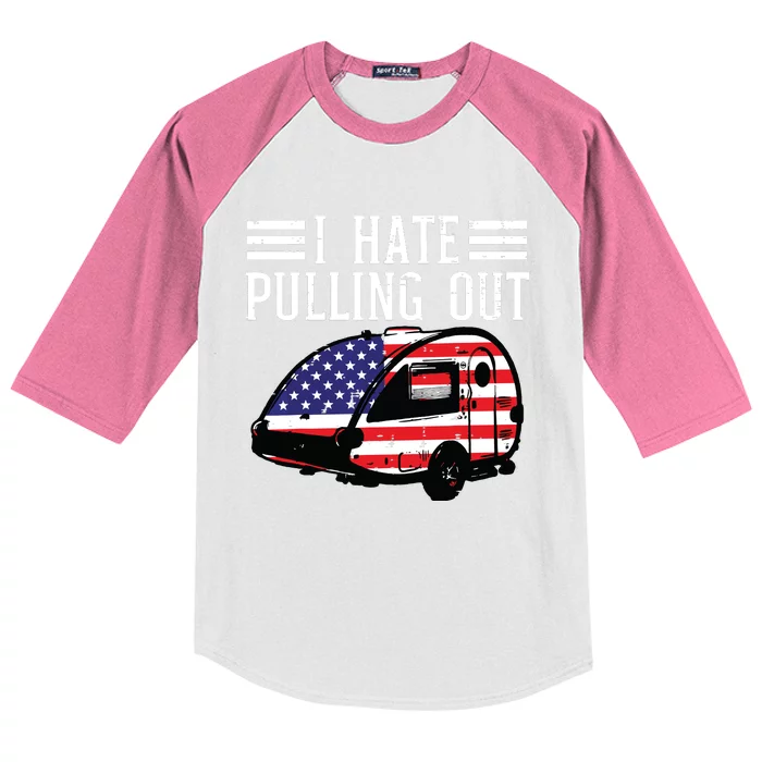 4th Of July Camping Hate Pulling Out America Women Kids Colorblock Raglan Jersey