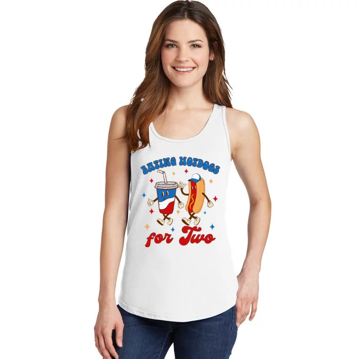 4th Of July Pregnancy Announcement Eating Hotdogs For Two Ladies Essential Tank