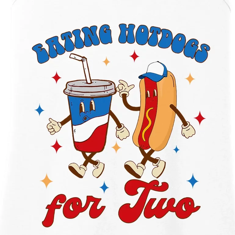 4th Of July Pregnancy Announcement Eating Hotdogs For Two Ladies Essential Tank