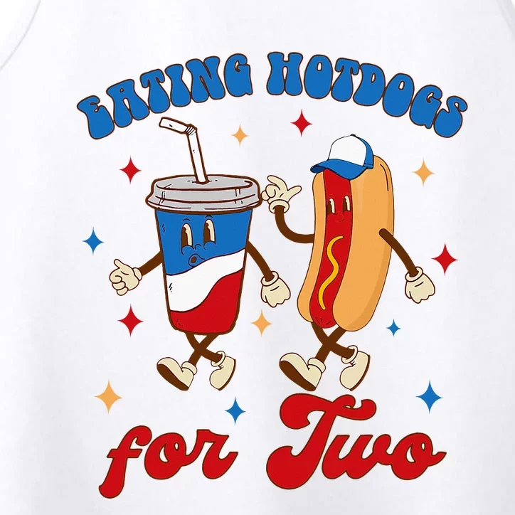 4th Of July Pregnancy Announcement Eating Hotdogs For Two Performance Tank