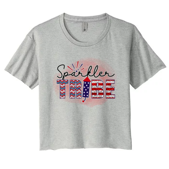 4th Of July Clothes And Accessories Sparkler Tribe Gift Women's Crop Top Tee