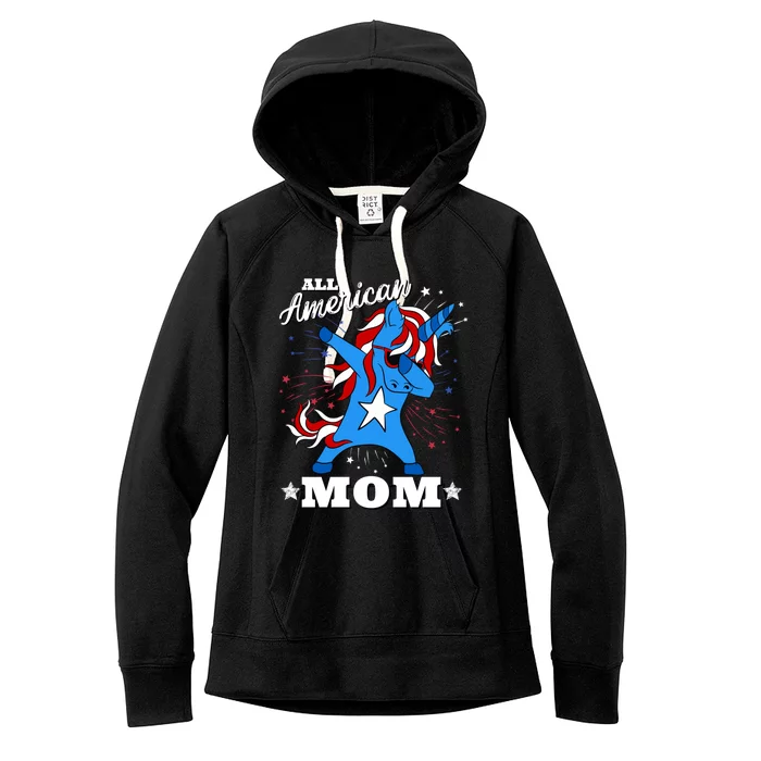 4th Of July Family Matching Outfit Unicorn Allamerican Mom Funny Gift Women's Fleece Hoodie