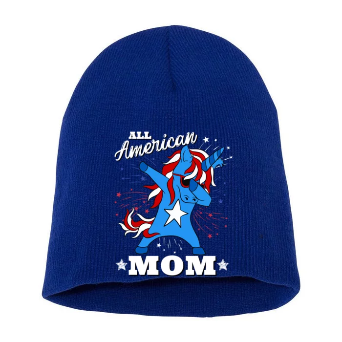 4th Of July Family Matching Outfit Unicorn Allamerican Mom Funny Gift Short Acrylic Beanie