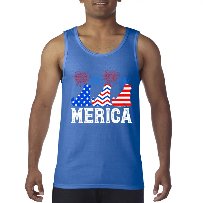 4Th Of July Merica Newfoundland Dog American Flag Gift Tank Top