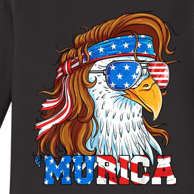 4th Of July Bald Eagle Mullet Murica Usa Usa Merica Baby Long Sleeve Bodysuit