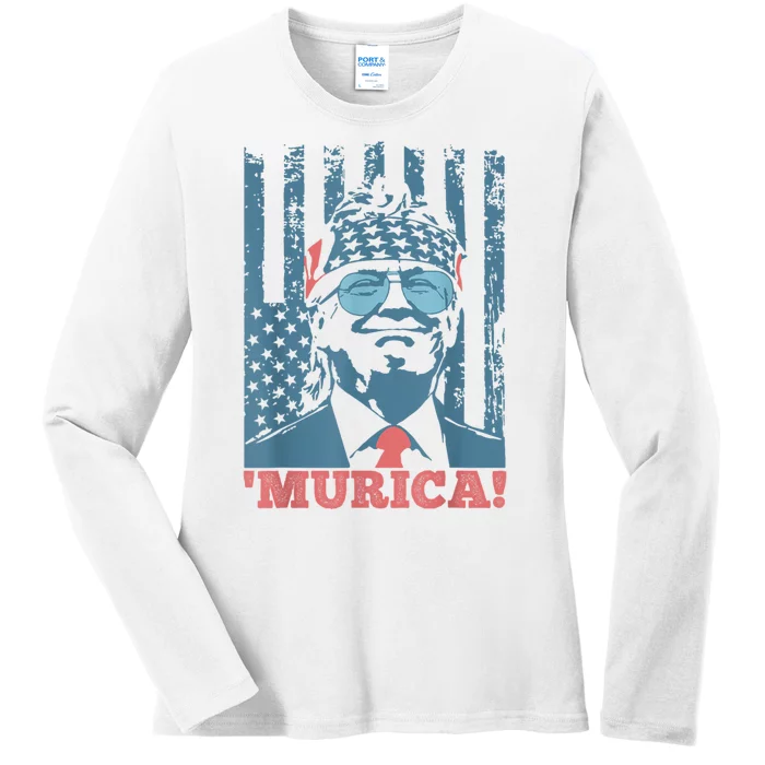 4th Of July Bald Eagle Mullet Murica Usa Usa Merica Ladies Long Sleeve Shirt