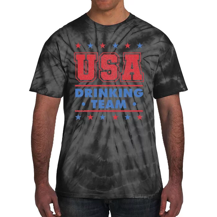 4th of July Beer Alcohol Drinker USA Drinking Team Tie-Dye T-Shirt